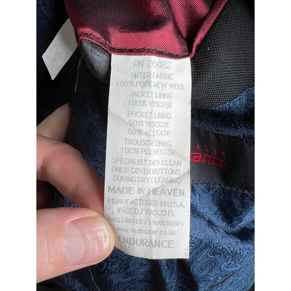 Ted Baker Mens 40R Endurance WOOL Blazer Suit Jacket 3 Button Black EUC! - Picture 8 of 9